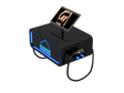 A sleek, black Iceberg Cryonick Roller cryotherapy machine featuring a digital screen displaying a human arm for demonstration. The device is illuminated with blue LED accents, showcasing its modern design and advanced functionality for muscle recovery and cold therapy applications.