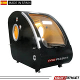 "ProReset Vista portable hyperbaric chamber with reclining lounge chair and four viewing windows."​

