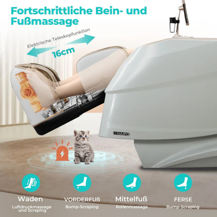 Naipo 3D massage chair – R50 white high-end massage chair heat function