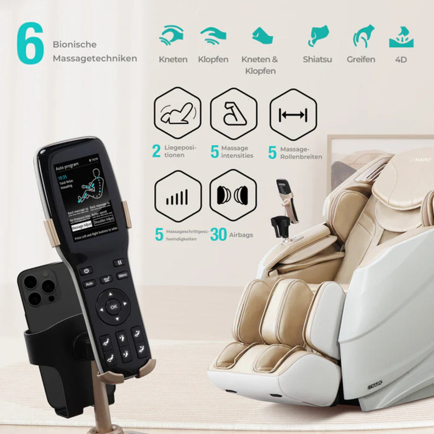 Naipo 3D massage chair – R50 white high-end massage chair heat function