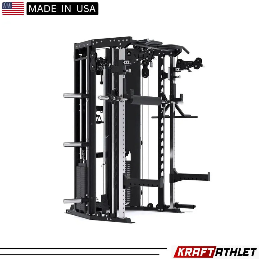 Force USA C10 All-In-One Trainer featuring Power Rack, Smith Machine, and Cable Pulley System.​

