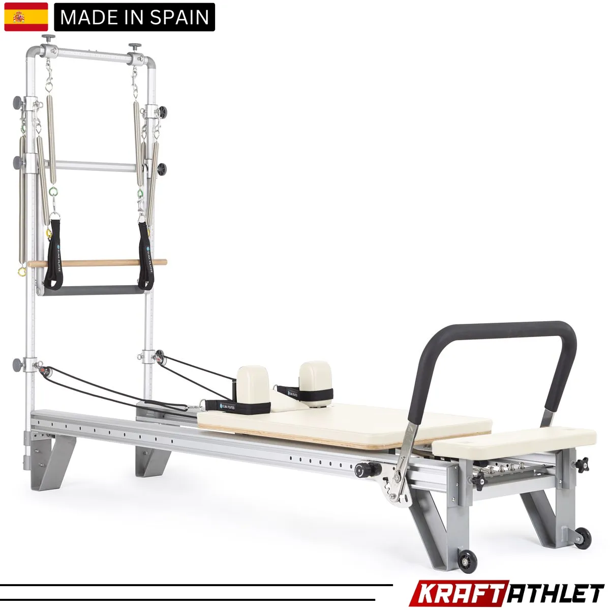 "Elina Pilates Mentor Reformer with Tower – A premium reformer for professional and home Pilates training."

