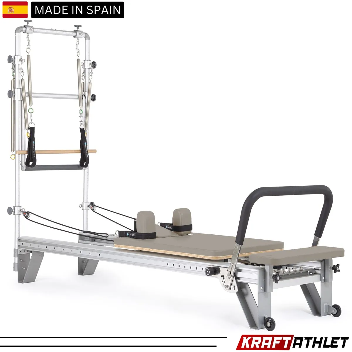 "Elina Pilates Mentor Reformer with Tower – A premium reformer for professional and home Pilates training."

