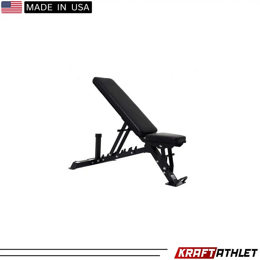 Force USA Adjustable Commercial Bench with durable steel frame and adjustable backrest.
