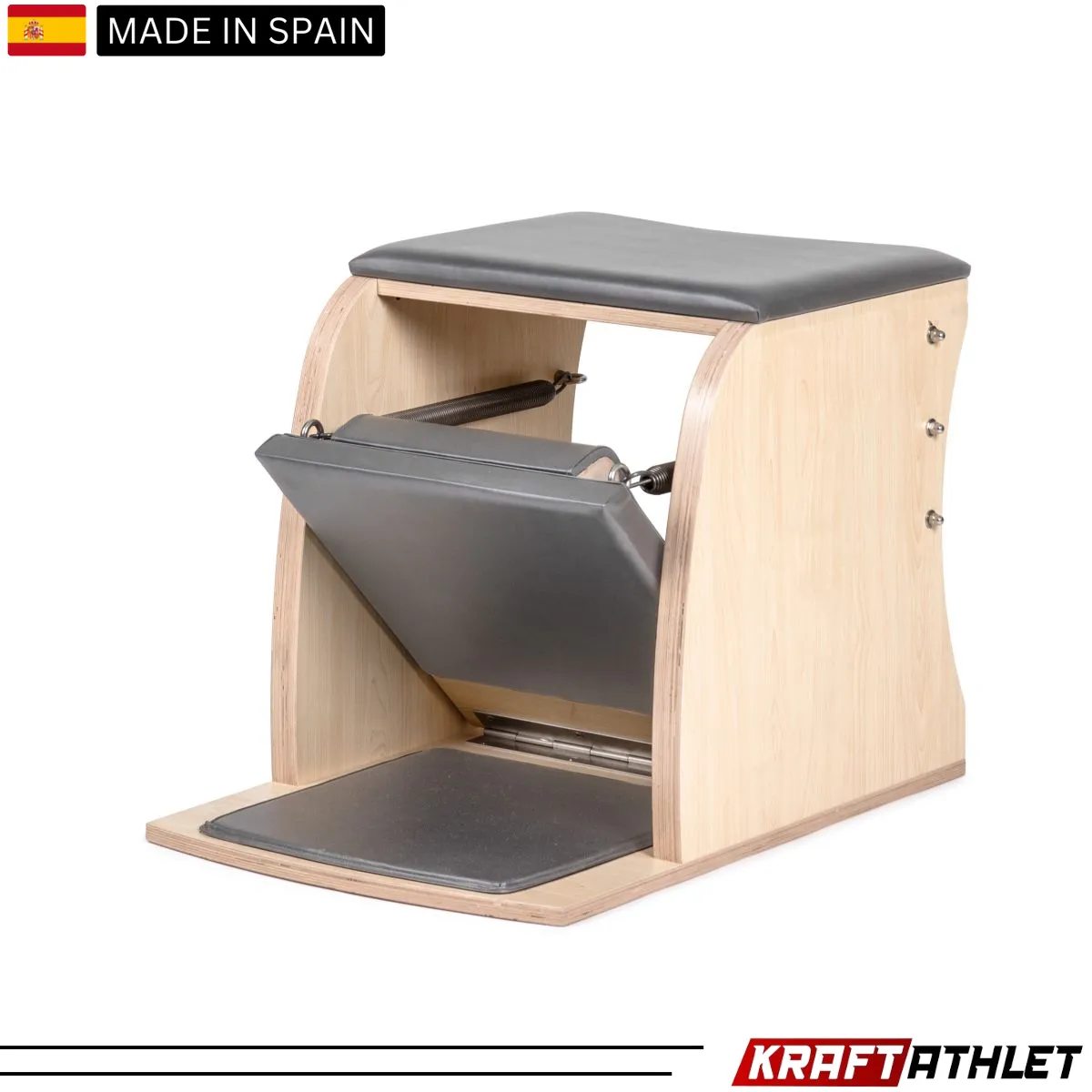 "Elina Pilates Wunda Chair – Compact and ergonomic Pilates chair for core strength and stability training."

