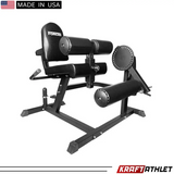 Force USA quadriceps and leg curl machine with adjustable padding and a sturdy steel frame for versatile leg training.
