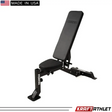 Force USA MyBench V2 – Adjustable training bench with bicep curl and leg development attachments.
