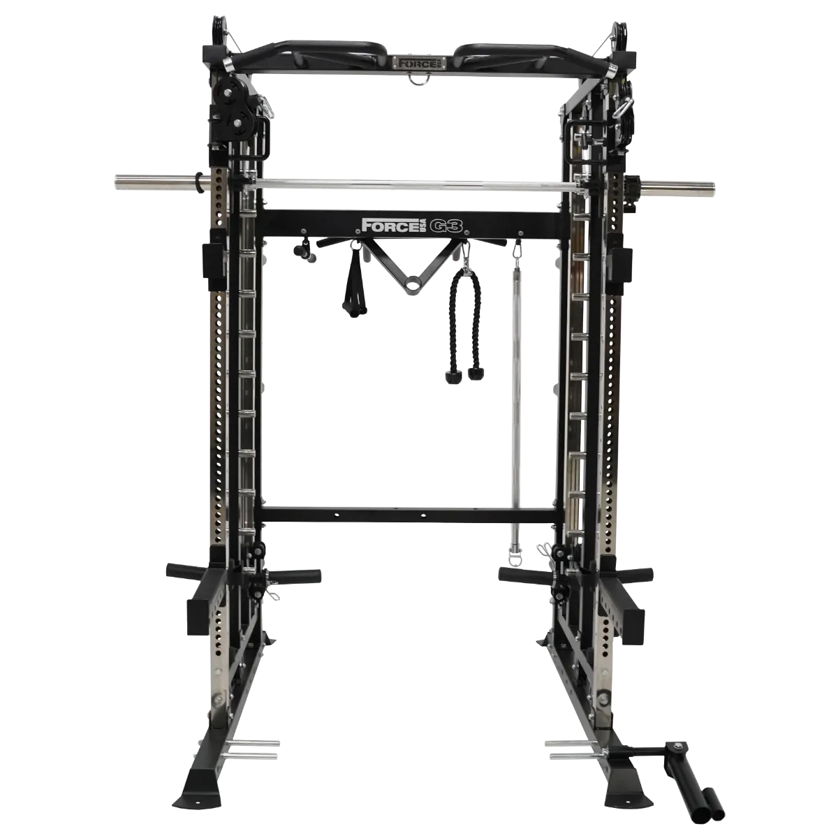 Force USA G3 V2 All-In-One Trainer featuring power rack, Smith machine, and cable system.