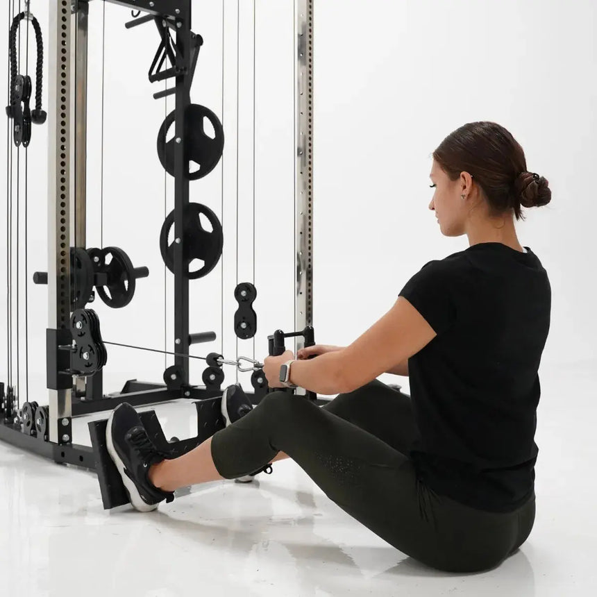 Force USA G1 All-In-One Trainer V2 Upgrade Kit components including lat pulldown seat and low row foot plate.​

