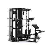 Force USA C10 Base Bench with leg curl, leg extension, and preacher curl attachments.​

