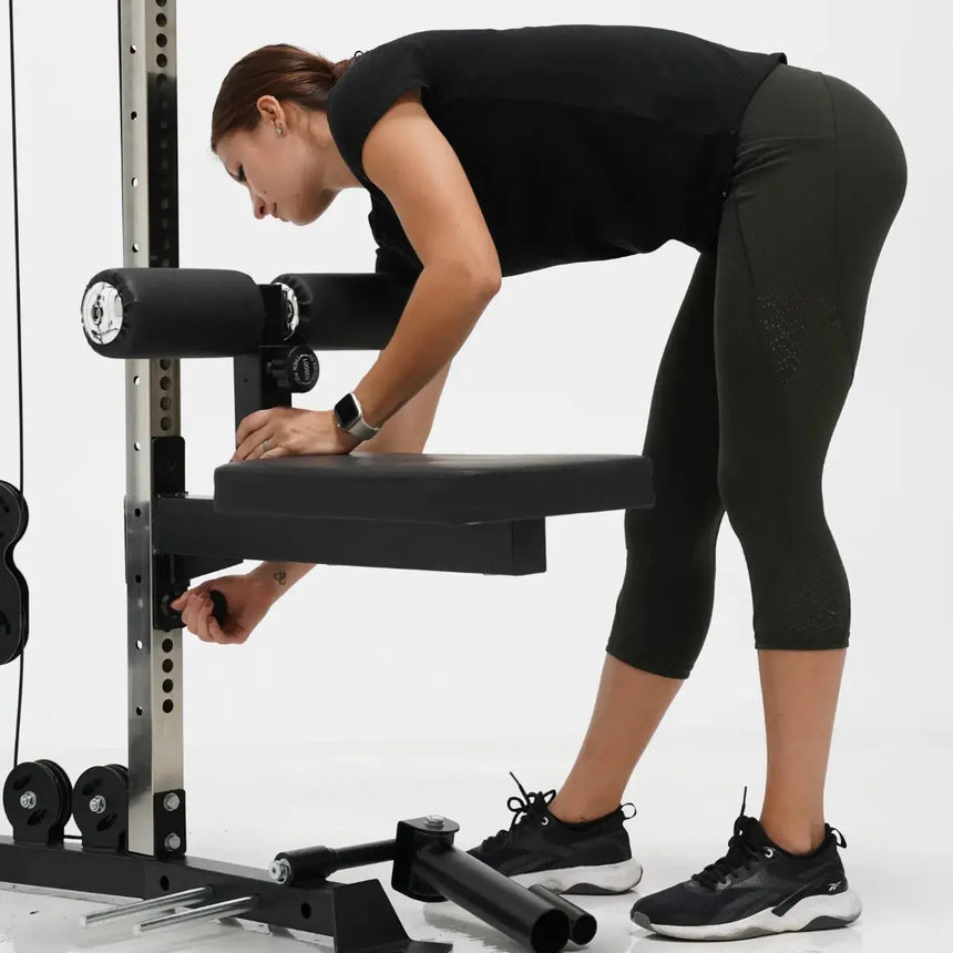 Force USA G1 All-In-One Trainer V2 Upgrade Kit components including lat pulldown seat and low row foot plate.​
