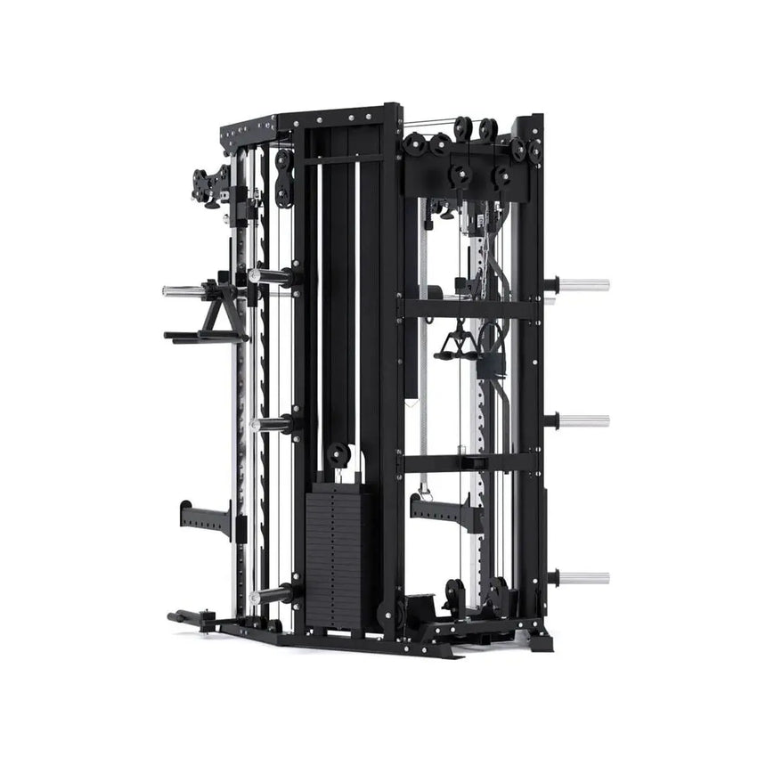 Force USA C10 All-In-One Trainer featuring Power Rack, Smith Machine, and Cable Pulley System.​

