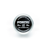 Force USA The Gunner Olympic Bar – 2.20m long, black barbell with silver sleeves and precise knurling.
